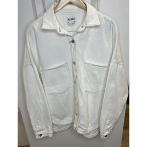 Arula Women's Long Sleeve Button‎ Up Jeans Jacket Size B (L) Beige Color